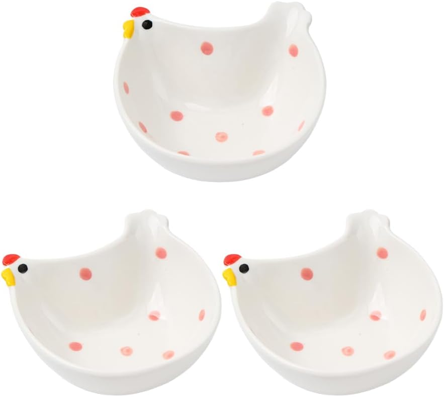 3-Piece Cute Ceramic Chicken Shaped Dip Bowls Home Kitchen Accessories