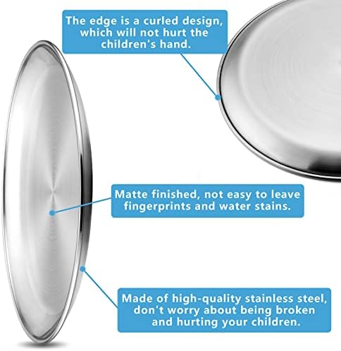 HaWare 4-Piece 188 stainless steel plates for kids