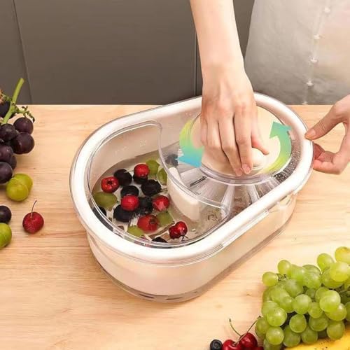 Fruit Cleaner Spinner 2025 New Green Design Efficient Fruit Washing Bowl