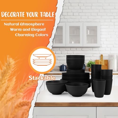 Organic Reusable Plastic Dinnerware Set with Wheat Straw