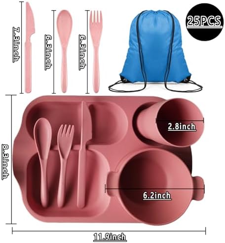Perfect for Kids Adults Lightweight Durable BPA-Free Eco-Friendly Dinnerware Set