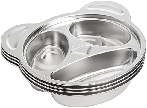 Lyellfe Set of 4 Stainless Steel Divided Plates