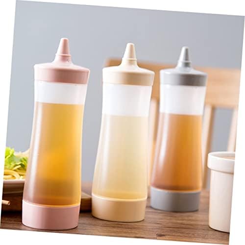 3-Pack Set of Squeeze Bottles with Removable Nozzles for Salad Dressing