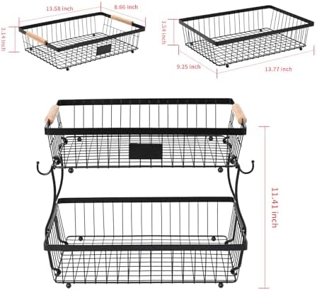 Lawhood-Mijin Fruit Basket Bowl 2 Tier Detachable with 2 Banana Hangers