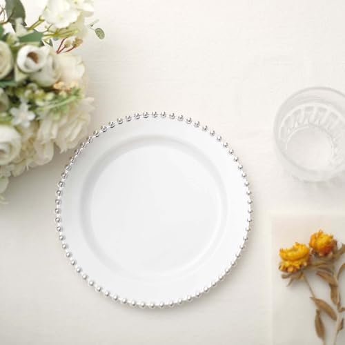 Elegant 8 Salad Plates Set of 30 WhiteSilver Round Disposable