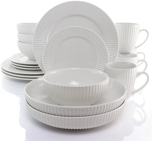 Elama 18-Piece White Serving Bowls Set