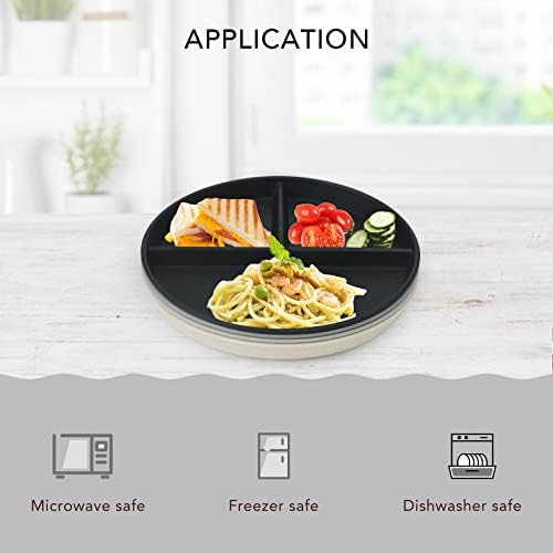 GreenandLife Premium 4PCS Divided Plates Microwave dishwasher and freezer safe