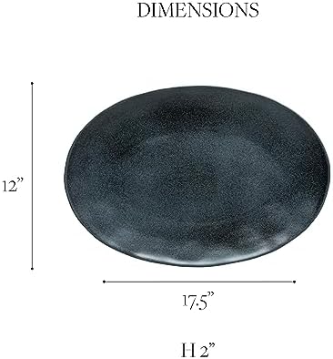 Costa Nova 18 Oval Ceramic Platter - Matte Black