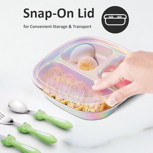 Sturdy Fun Durable Stainless Steel Plates for Kids