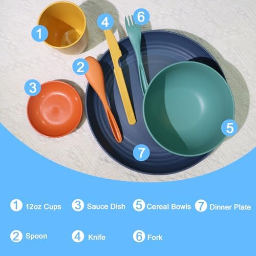 Wrova 28-Piece Wheat Straw Dinnerware Set