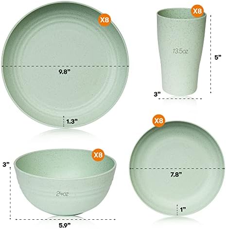 Sven Unbreakable Dinnerware Sets 8-Piece Set - Eco-Friendly Microwave dishwasher Safe