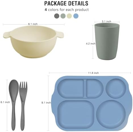 shopwithgreen Unbreakable Wheat Straw Dinnerware Set for Kids