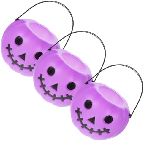 Halloween 3-Piece Candy Holder Set - Mini Bucket Cauldron Pumpkin Design