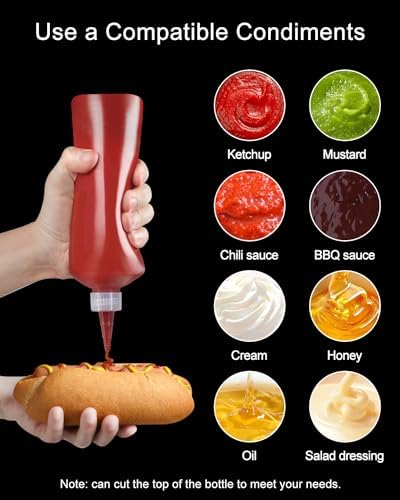 Sopito 6-Pack Squeeze Bottles for Condiments 8oz Leak-Proof BPA-Free