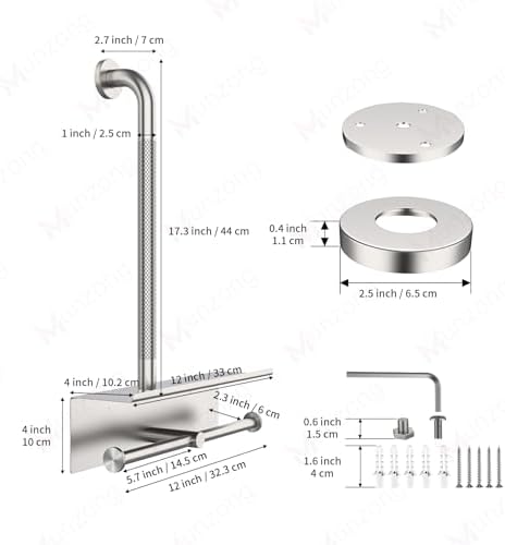 Ergonomic Handrail with Holding Tissue Storage Safety for Bathroom