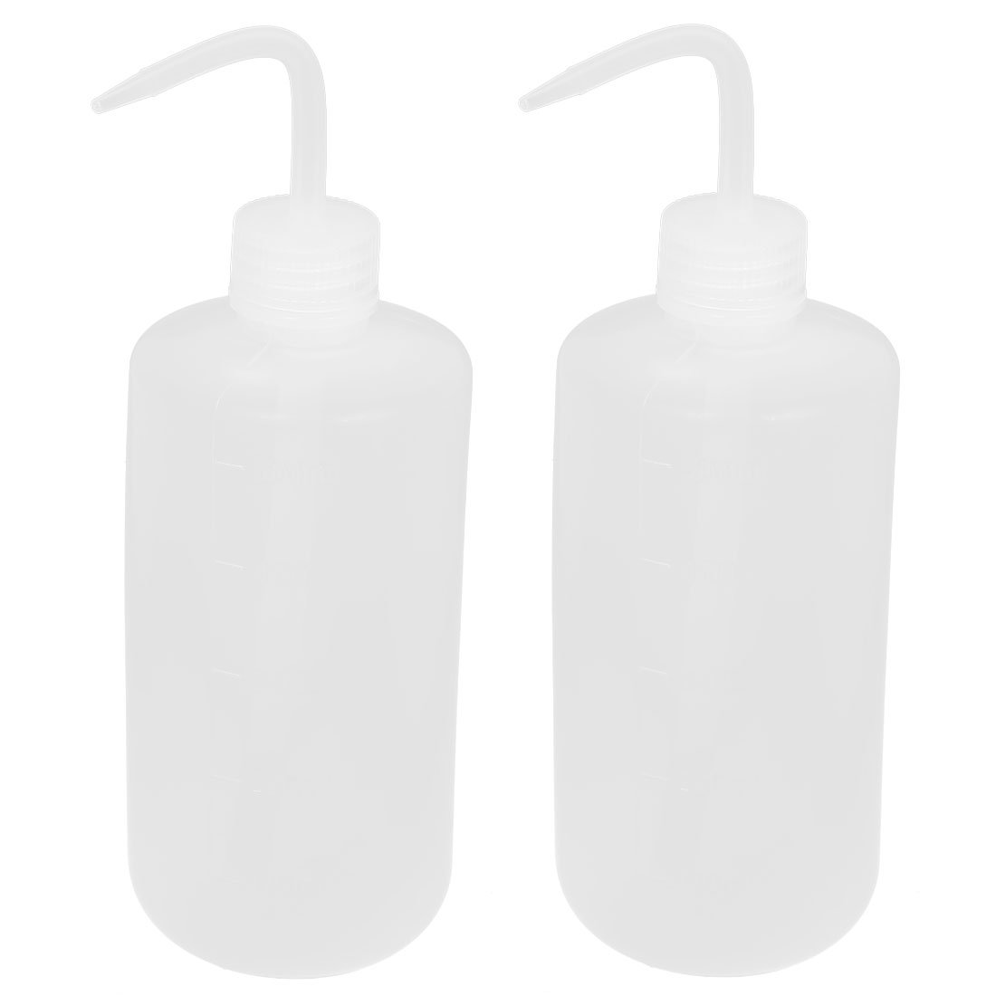 2 x 500ml Clear Plastic Squeeze Bottle with Right Angle