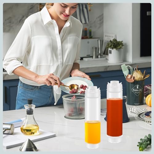 Error-Proof 6-Piece Squeeze Bottle Set - Invertible 16oz Condiment Dispenser