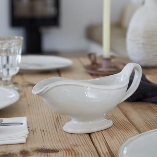 Natural White Stoneware Sauce Gravy Boat