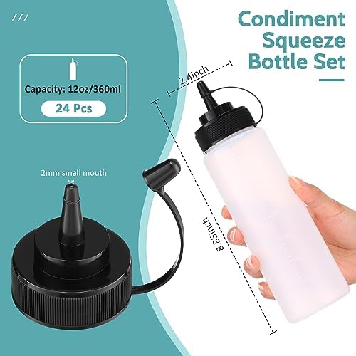 Dandat 24 Pcs Reusable Ketchup Squeeze Bottles