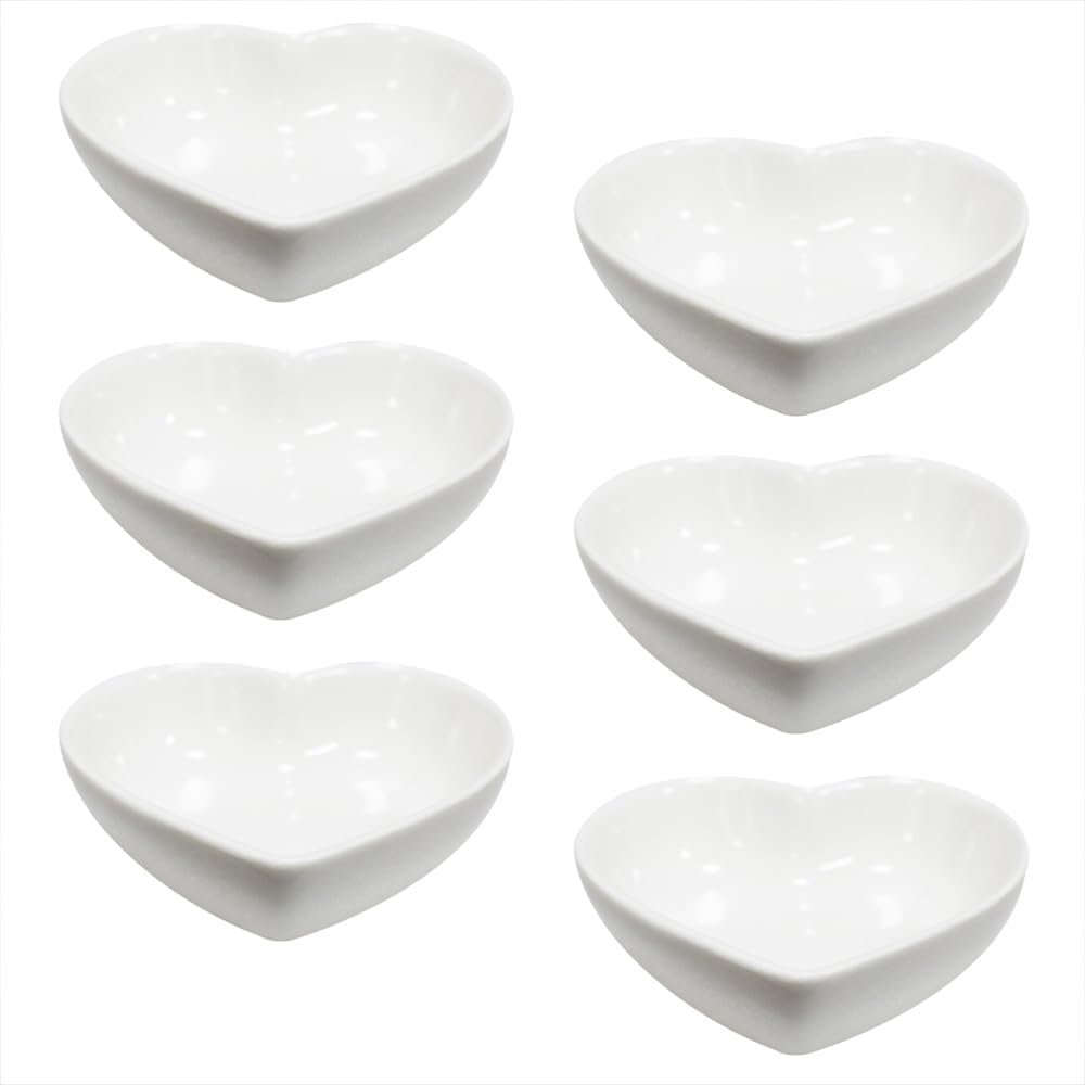 White Heart Shaped 6-Piece Dinner Bowl Set