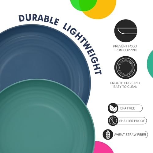 Homienly 8-Piece Dinner Plate Set for Kids Simply Safe Enjoyable Cuisine