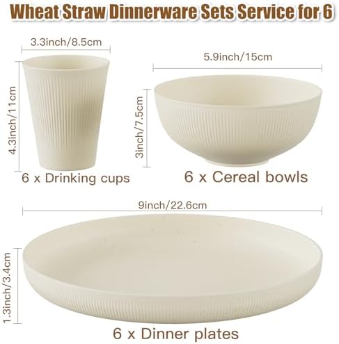 Premium 18PCS Wheat Straw Dinnerware Set Unbreakable MicrowaveDishwasher Safe 100 BPA-Free