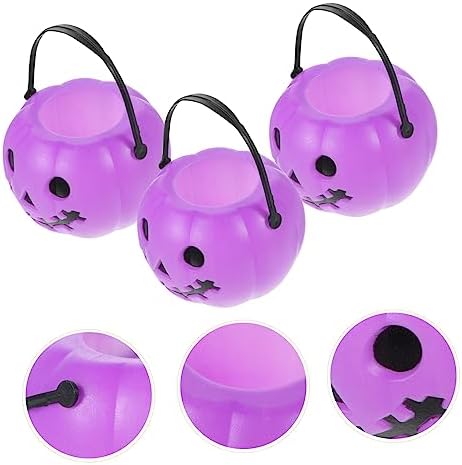 Halloween 3-Piece Candy Holder Set - Mini Bucket Cauldron Pumpkin Design
