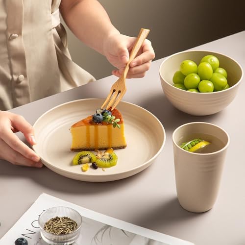 18-Piece Unbreakable Wheat Straw Dinnerware Set