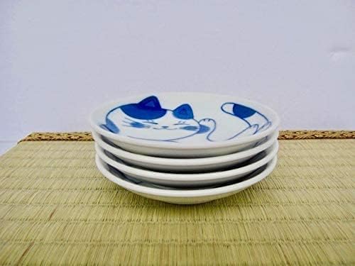 4-Piece Cute Cat Japanese Small Plate Set