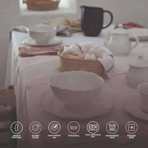 Casafina Ceramic Stoneware 14 Oval Platter - Impressions Collection White