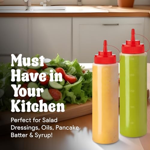 No-Spill Leak-Proof Condiment Squeeze Bottles - Perfect Choice for Kitchens