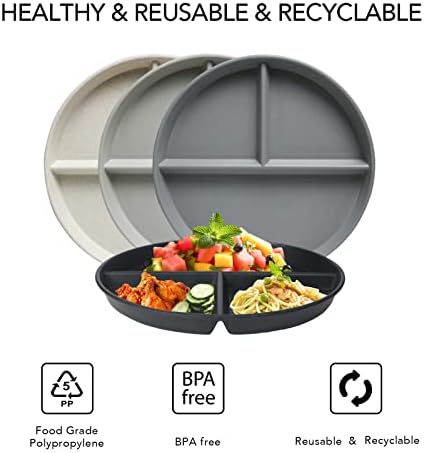 GreenandLife Premium 4PCS Divided Plates Microwave dishwasher and freezer safe