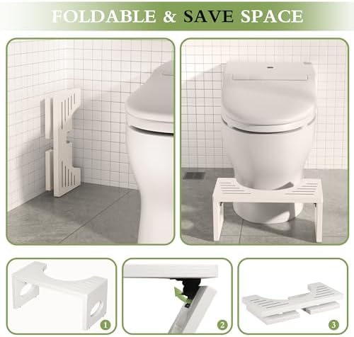 7-inch Bamboo Toilet Stool Foldable Step for Bathroom Eco-Friendly Design