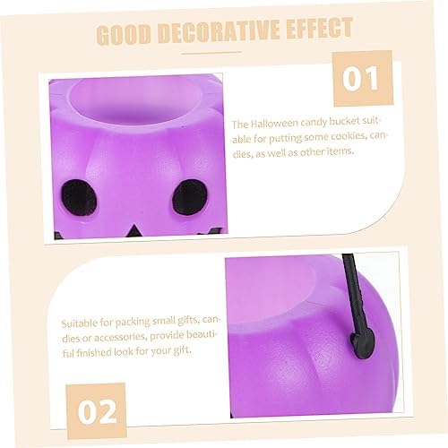 Halloween 3-Piece Candy Holder Set - Mini Bucket Cauldron Pumpkin Design