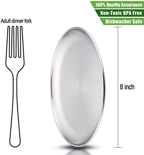 HaWare 6-Piece Stainless Steel Plates for Kids