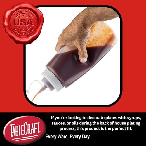Tablecraft Plastic Condiment Squeeze Bottles - Durable Commercial Squeeze Bottles with 32 oz Capacity