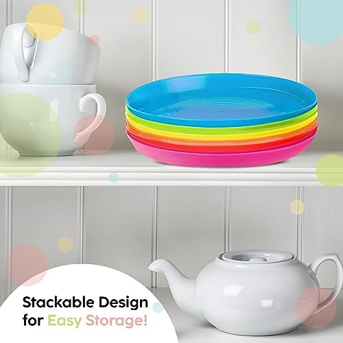 Kids Plates Set of 12 - Reusable BPA-Free Microwave Dishwasher Safe