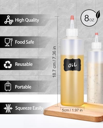 Sopito 6-Pack Squeeze Bottles for Condiments 8oz Leak-Proof BPA-Free