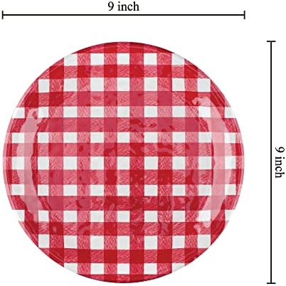 UPware Melamine Salad Plate Set of 6 BPA-Free dishwasher-safe Gingham Design