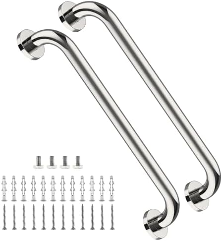 ZUEXT 2-Piece 16-Inch Stainless Steel Safety Handrail for Bathroom Shower