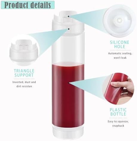 Error-Proof 6-Piece Squeeze Bottle Set - Invertible 16oz Condiment Dispenser