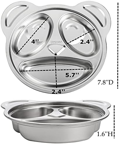 Lyellfe Set of 4 Stainless Steel Divided Plates