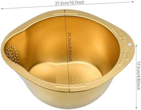Stainless Steel Rice Washer Strainer Bowl 2pcs Gold Set