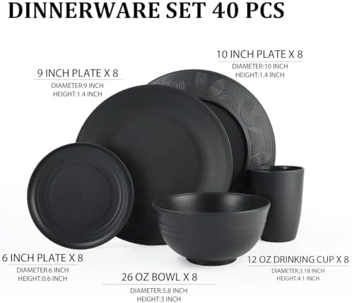 Organic Reusable Plastic Dinnerware Set with Wheat Straw