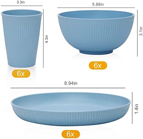 Eco-Friendly Wheat Straw Dinnerware Set for 6