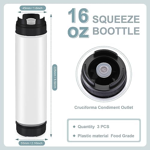 3-Piece Set of 16 oz Refillable Squeeze Bottles