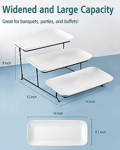 14-inch 3-Tier Dessert Serving Tray Set for Entertaining White