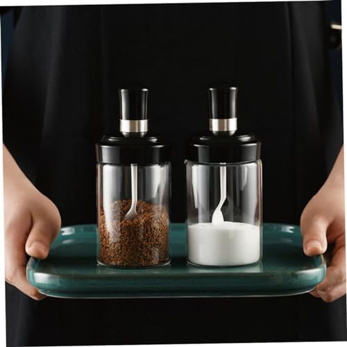 Zerodeko 2pcs Black Seasoning Glass Bottles