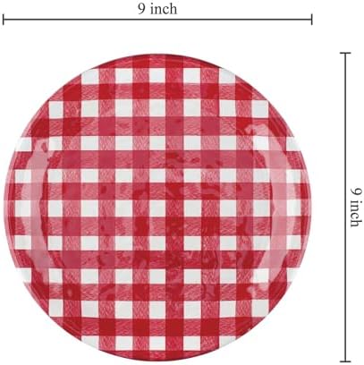 UPware Melamine Salad Plate Set of 6 BPA-Free dishwasher-safe Gingham Design