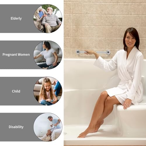 ZUEXT 2-Piece 16-Inch Stainless Steel Safety Handrail for Bathroom Shower